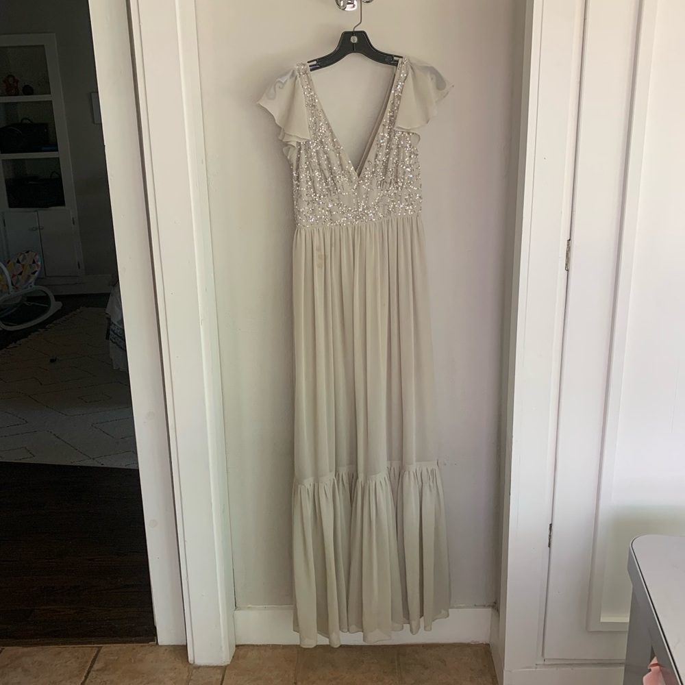 BHLDN light gray bridesmaid dress